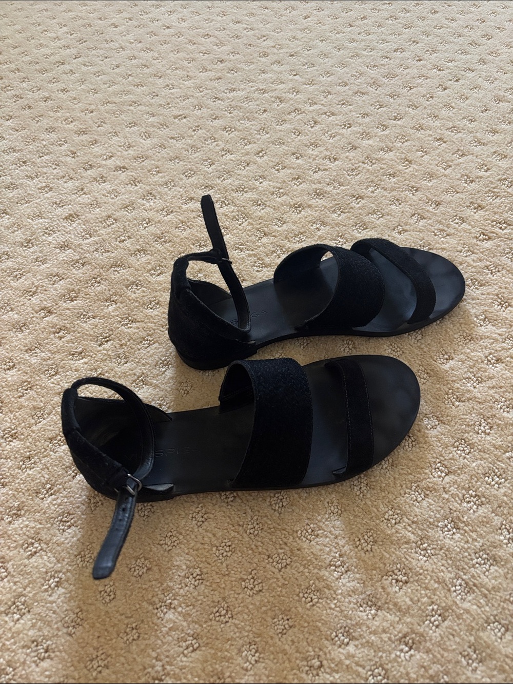 Via Spiga Women's Black Ankle-Strap Flat Sandals